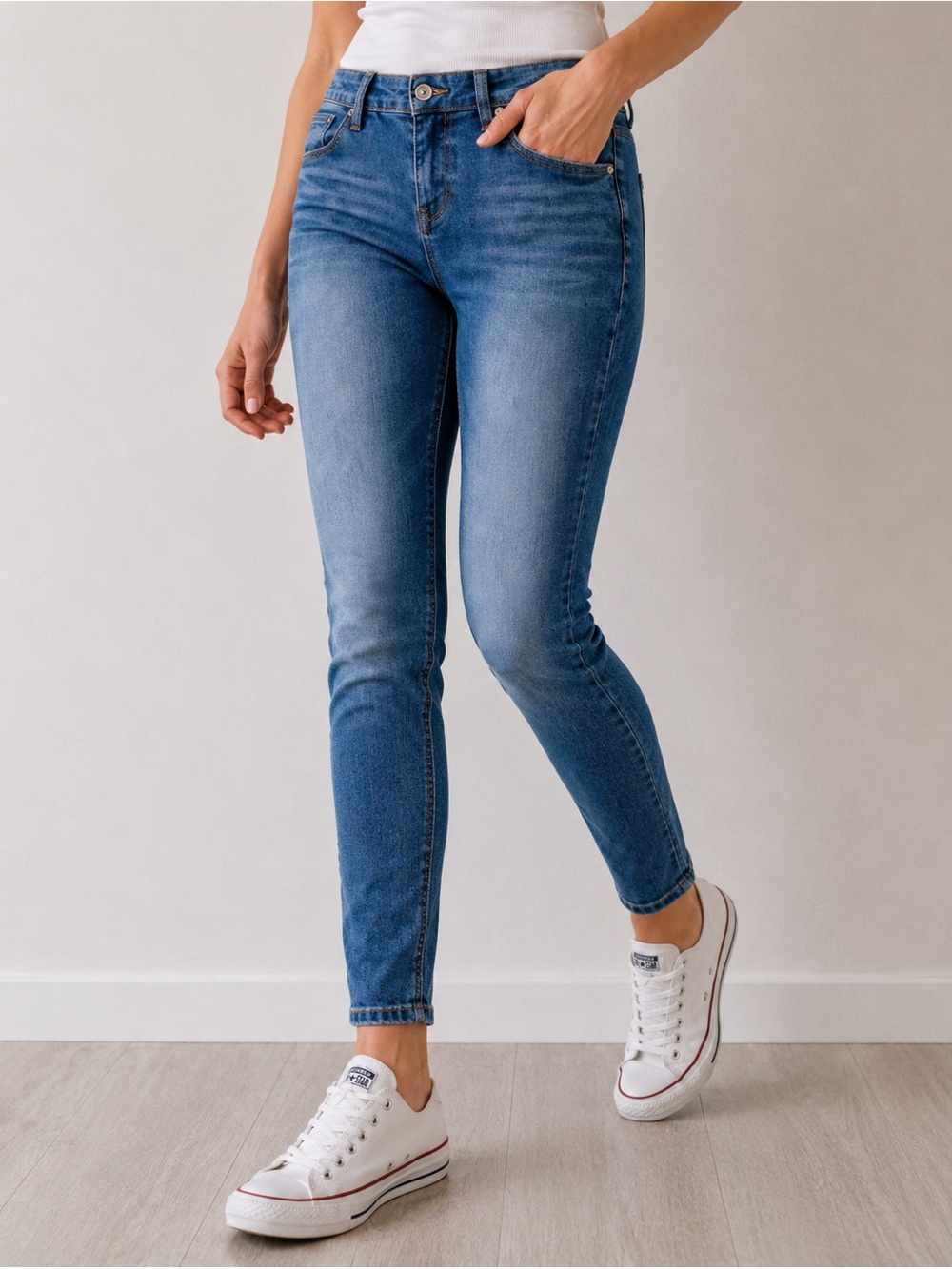 Dear John Skinny Jeans 27P Petite Low Rise Y2K Medium Wash Stretch